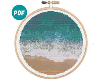 Cross Stitch Pattern | Ocean Waves on the Beach | Summer | Modern Cross Stitch | DIY | PDF Download | Instructions Included