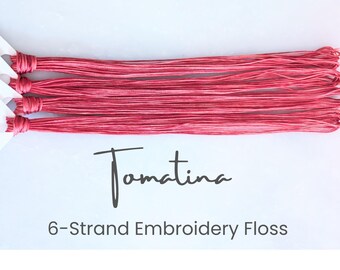 Tomatina - Variegated Hand Dyed Floss, 6-Strand Cotton Embroidery Floss, Dyed Thread, Modern Cross Stitch, Modern Embroidery, Red