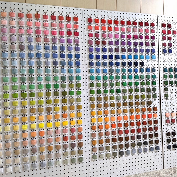 DMC Embroidery Floss Inventory List, Full DMC Color List, Cross Stitch Thread Pegboard Wall, Embroidery Thread Organization, DIY Color Wall