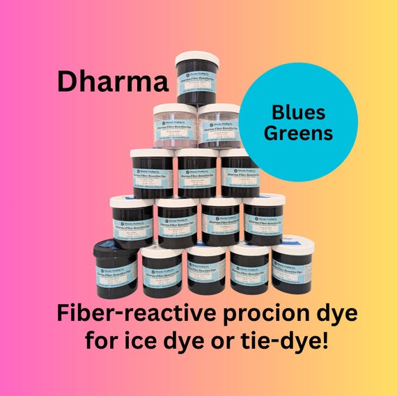Dye Powder for Ice Dyeing or Liquid Tie-Dyeing, Sample Packs, DIY Kit, Dharma Fiber Reactive Procion, Blues Greens