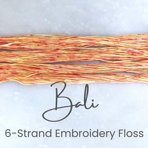 Bali - Hand Dyed Floss, 6-Strand Cotton Embroidery Floss, Thread, Modern Cross Stitch, Modern Embroidery, Yellow Orange Pink Variegated