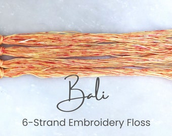 Bali - Variegated Hand Dyed Floss, 6-Strand Cotton Embroidery Floss, Thread, Modern Cross Stitch, Modern Embroidery, Yellow Orange Pink