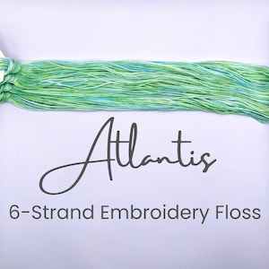 Atlantis - Hand Dyed Floss, 6-Strand Cotton Embroidery Floss, Dyed Thread, Modern Cross Stitch, Modern Embroidery, Green Blue Variegated