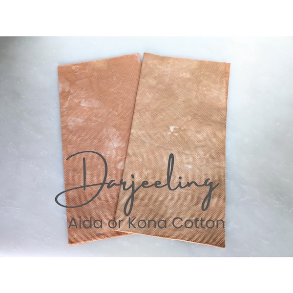 Darjeeling - Hand Dyed Fabric, 14 16 18 Count Aida, Kona Cotton, Modern Cross Stitch Embroidery Quilting, Tie Dye Fabric, Tan Brown Marbled