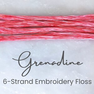 Grenadine - Hand Dyed Floss, 6-Strand Cotton Embroidery Floss, Dyed Thread, Modern Cross Stitch, Modern Embroidery, Red Pink Variegated