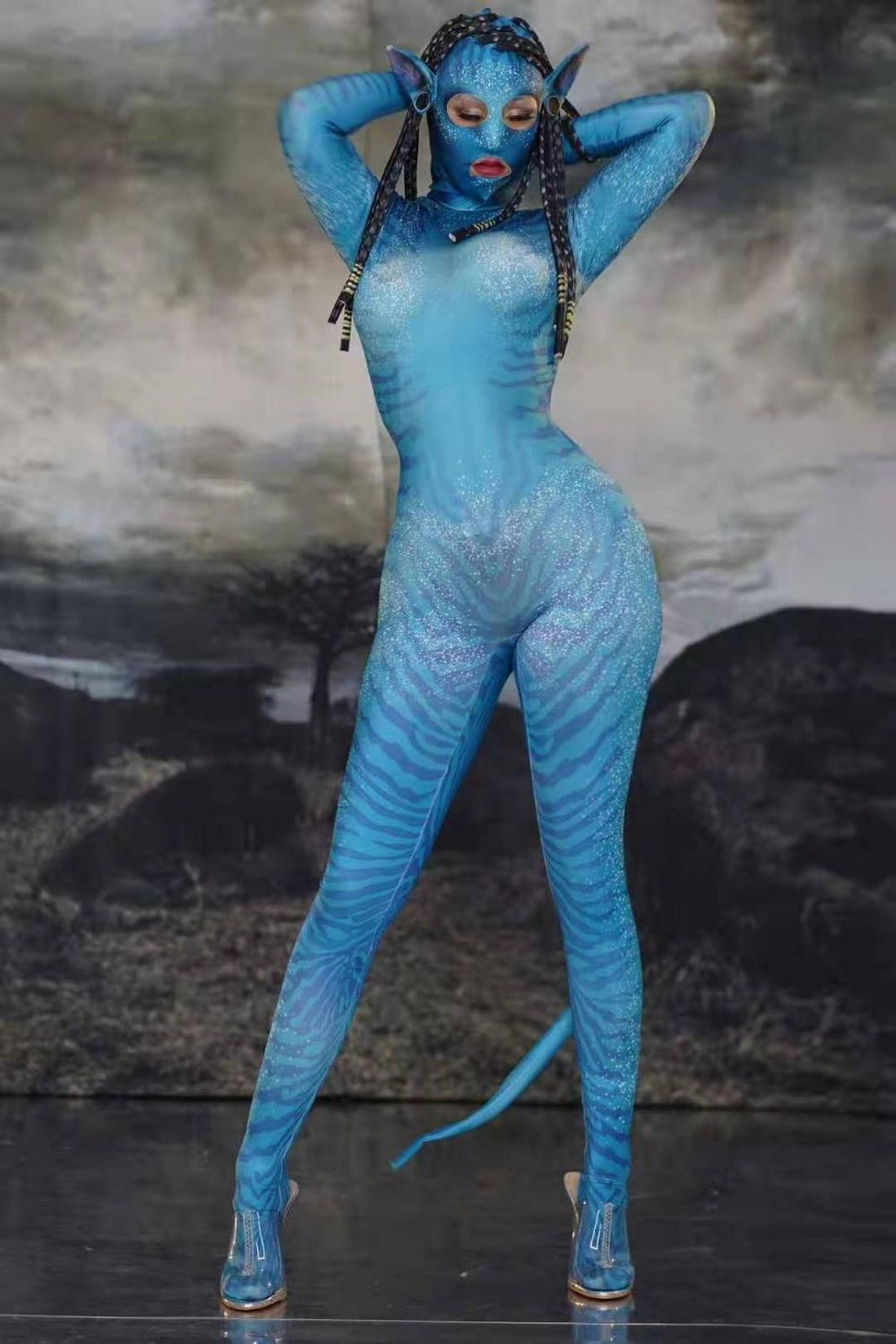 Bodysuit Avatar 2 Na'vi Blue Skin Cosplay Costume With Etsy