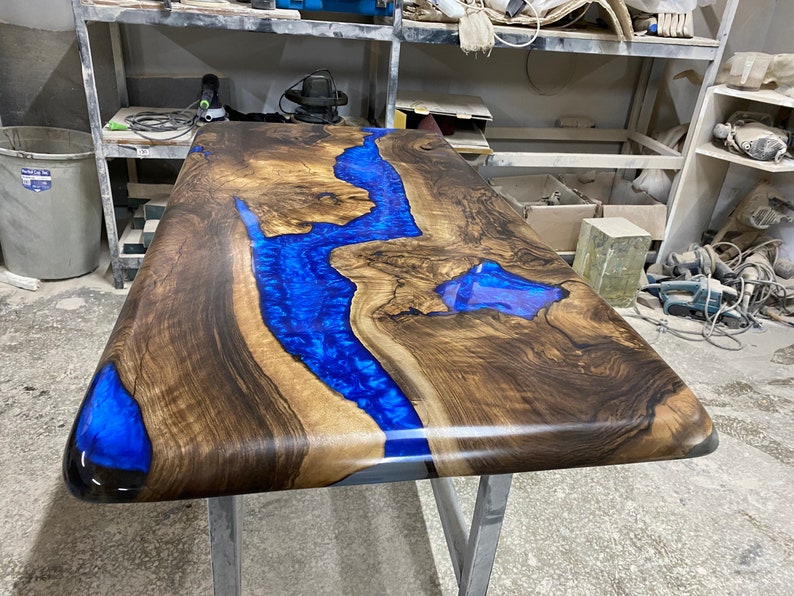 Poplar And Olive Wood Epoxy Resin River Table Tree