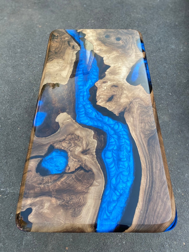 Purple Gold Leaf Walnut River Epoxy Dining Table
