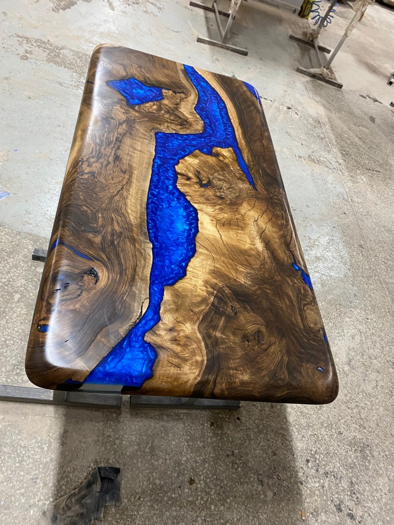 Poplar And Olive Wood Epoxy Resin River Table Tree