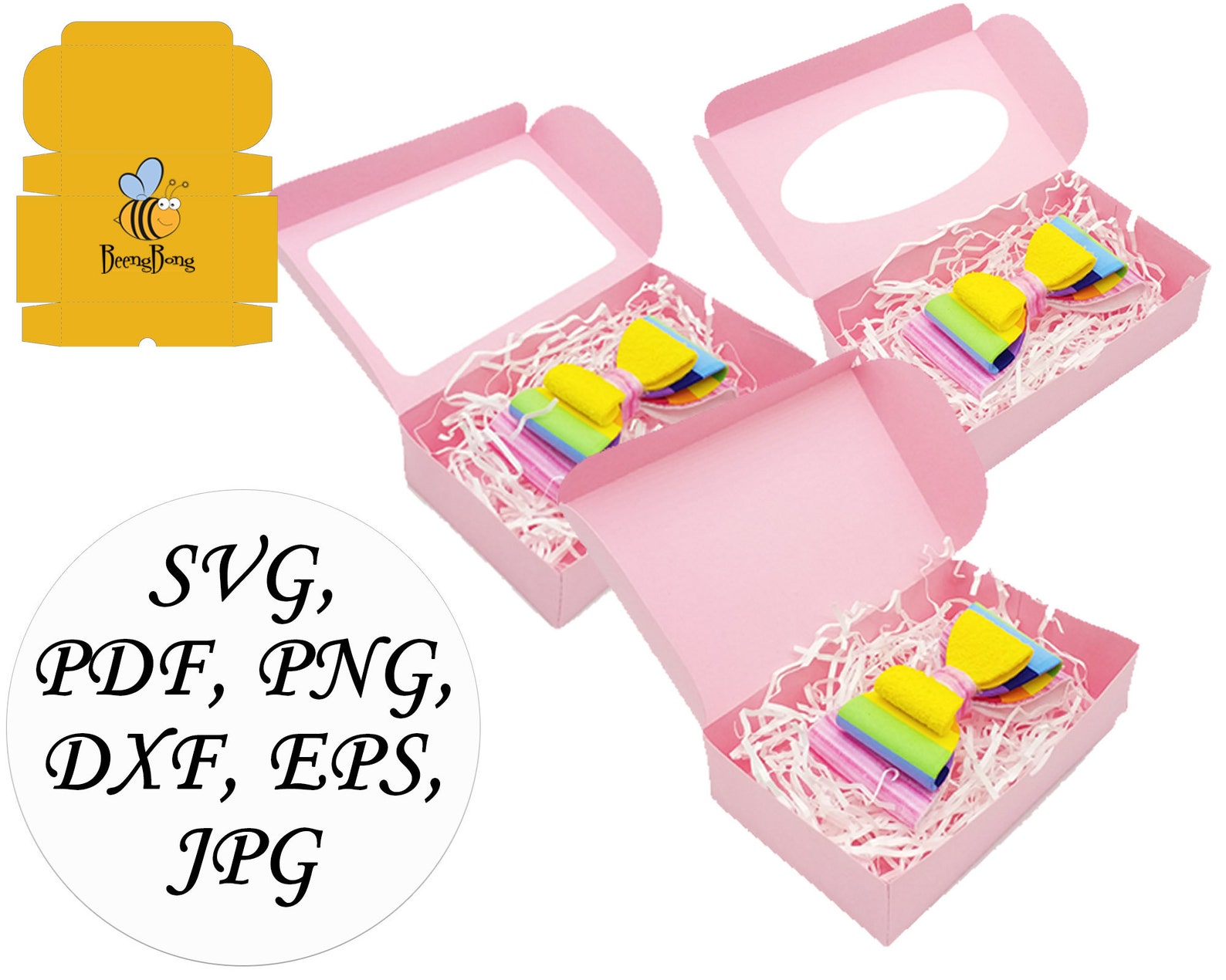 Classic set hair bow packaging Bundle gift box template SVG Etsy