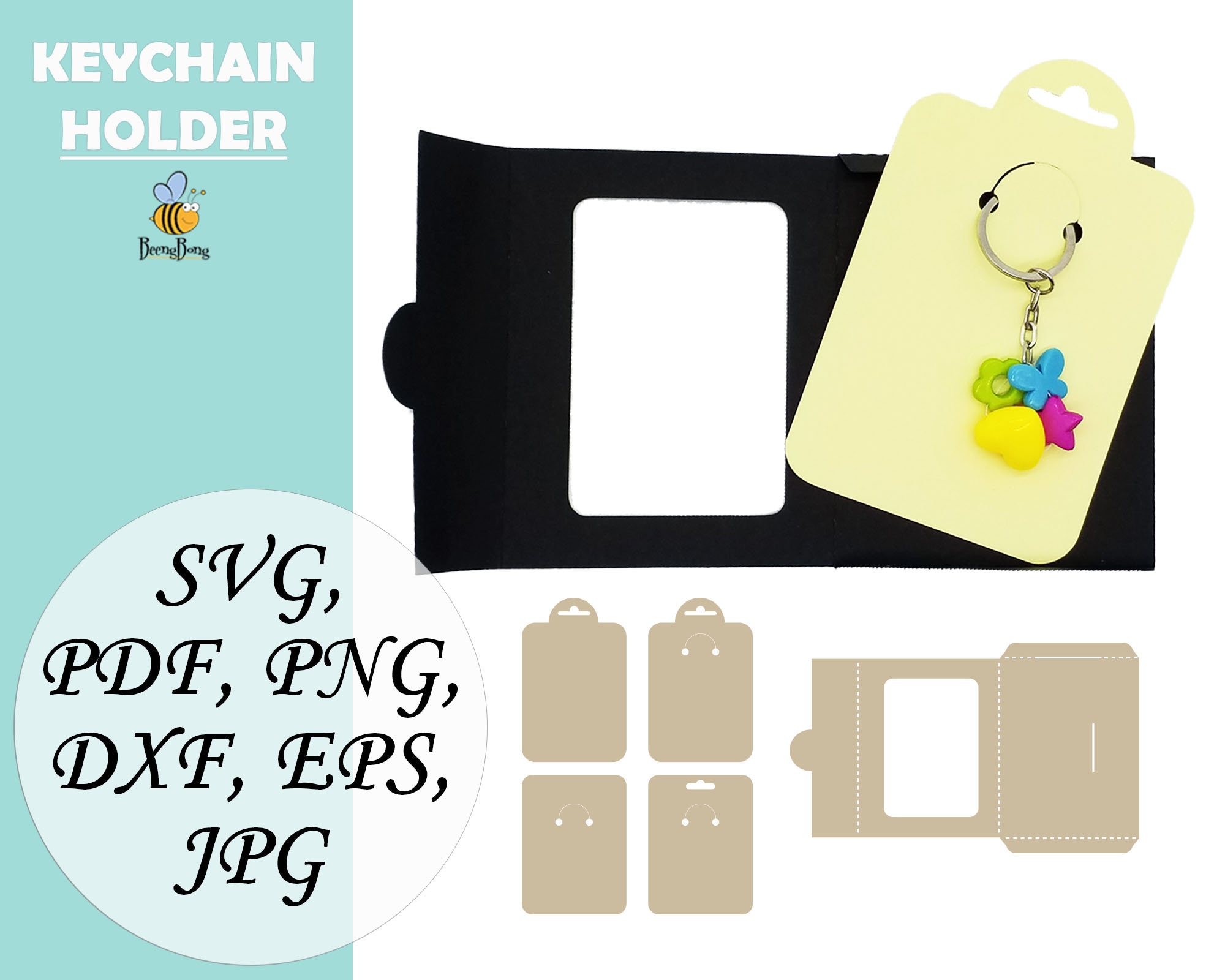 Bundle keychain display card SVG with envelope Keyring holder Etsy