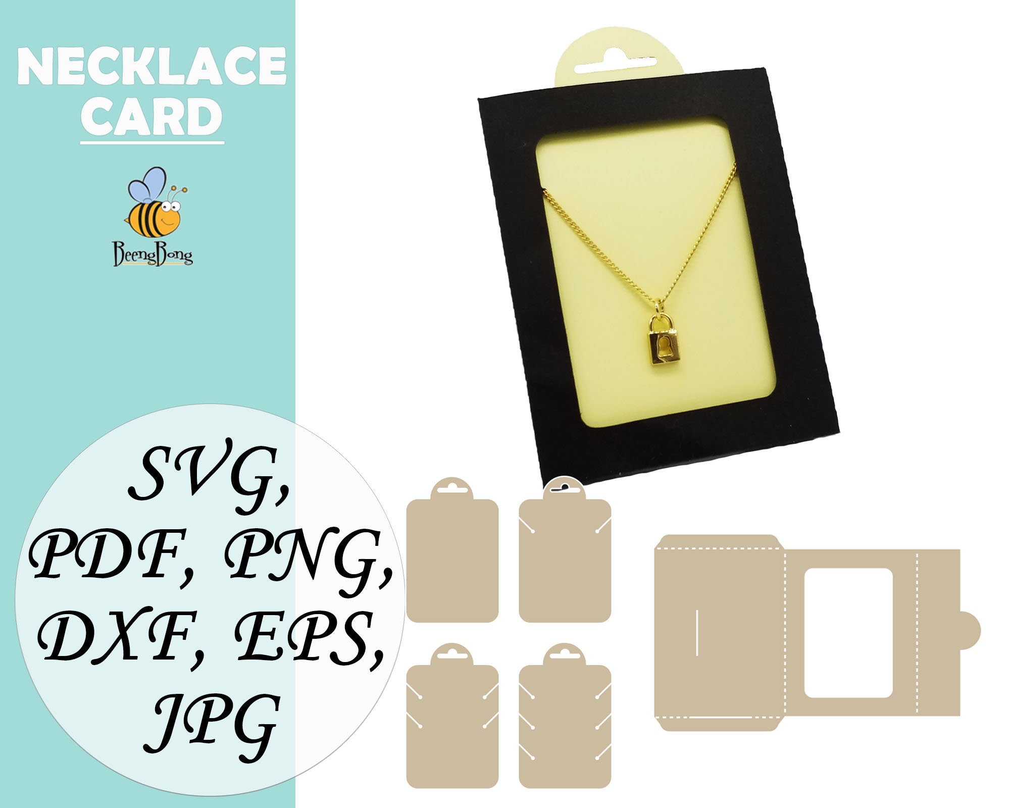 Bundle jewelry display SVG with envelope Necklace holder card Etsy
