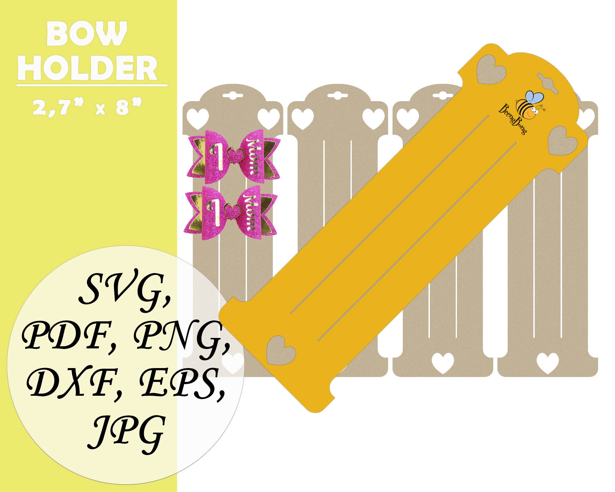 Bow holder template SVG Bow card holder SVG | Etsy