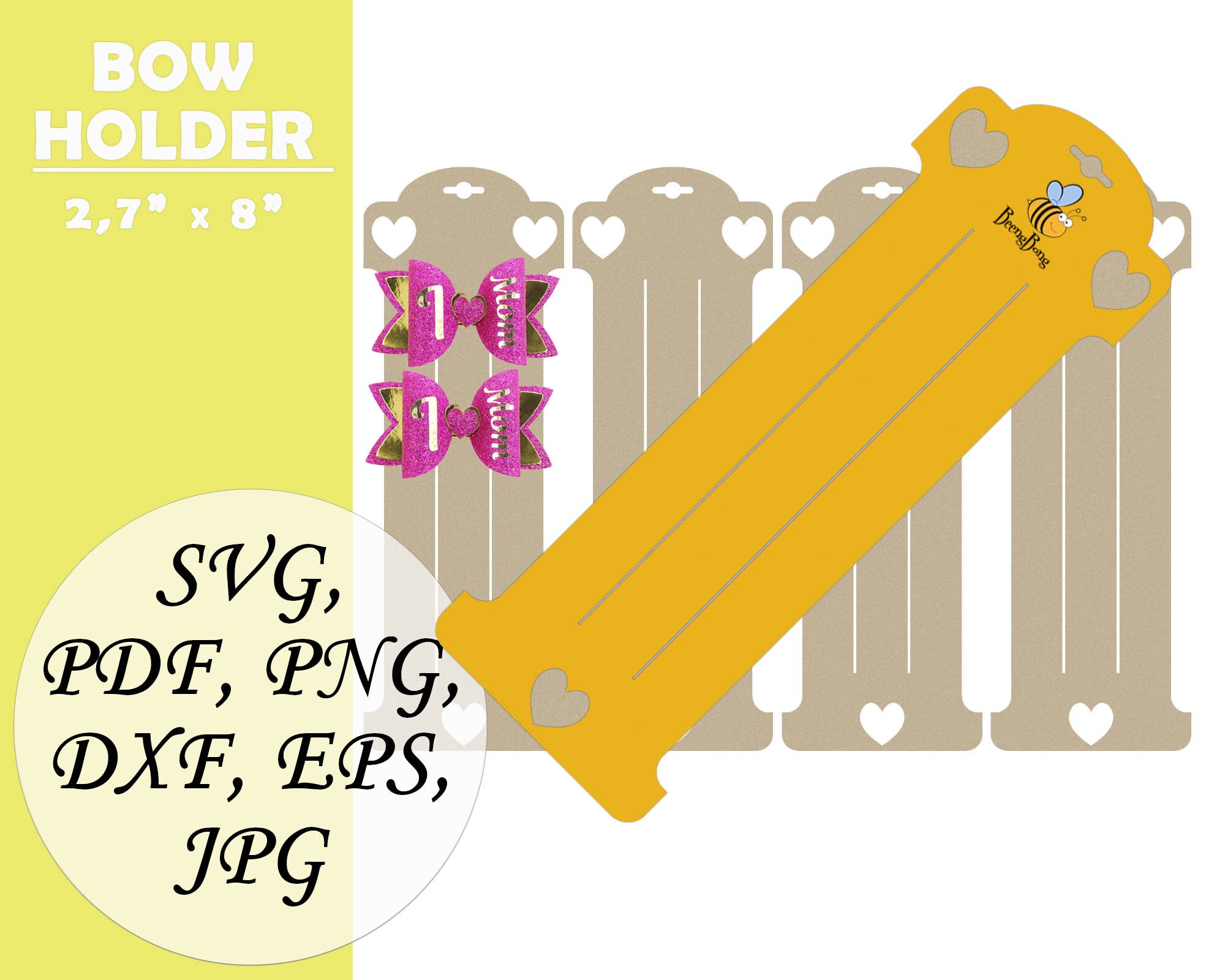Bow holder template SVG Bow card holder SVG Etsy