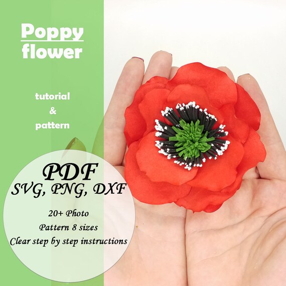 Poppy Flower Template Eva Foam Flower Svg 3d Felt Flower Etsy