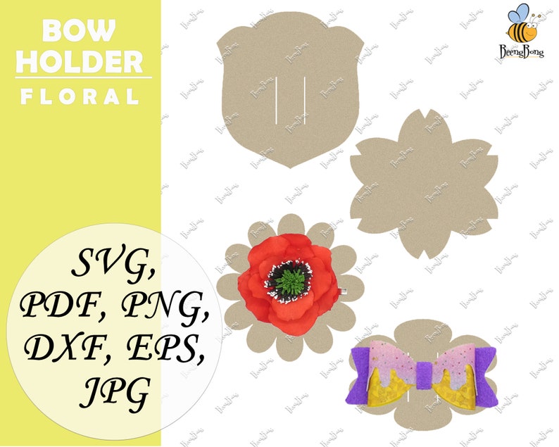 4 bow holder template SVG Hair clip display card SVG files | Etsy