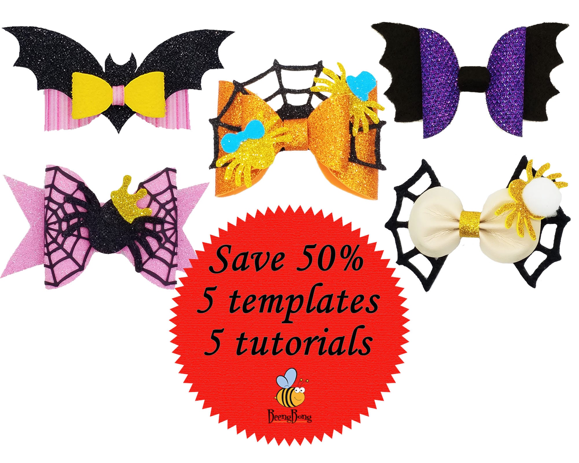 Halloween bow SVG Hair bow bundle SVG bundle Bow template | Etsy