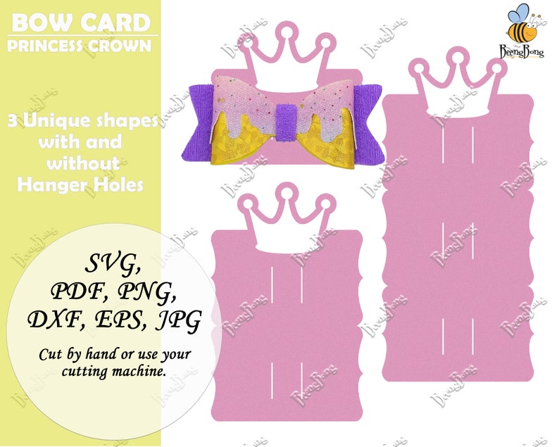 Download Princess Crown bow display card template SVG Hairbow | Etsy