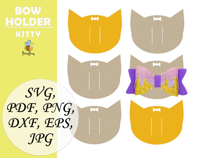 Download Tags Kitty Bow Holder Template Svg Kitty Cat Hair Bow Display Card Template Svg Cricut Cut Files Silhouette Cut Files Paper Party Supplies