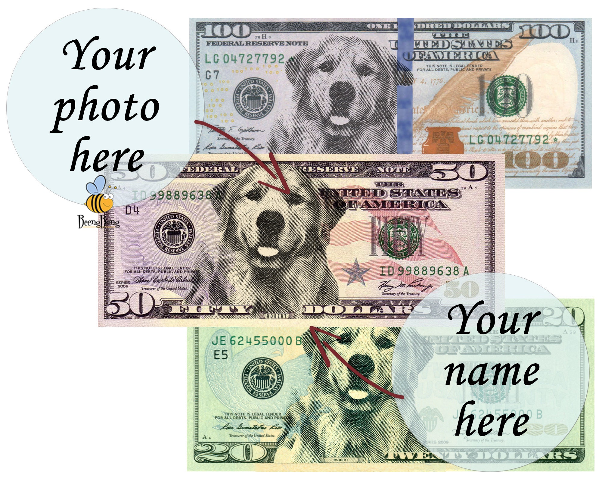 Custom fake money Dog birthday party sign Personalized dollar | Etsy
