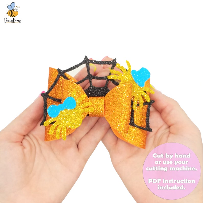 Halloween hair bow template SVG Crown spider web hair bow ...