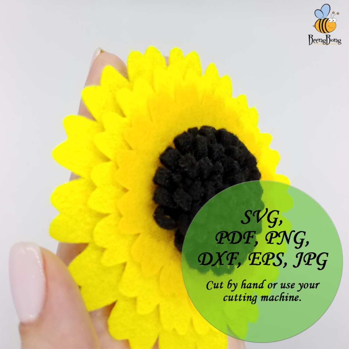 Flower template SVG Sunflower felt flower pattern PDF Etsy