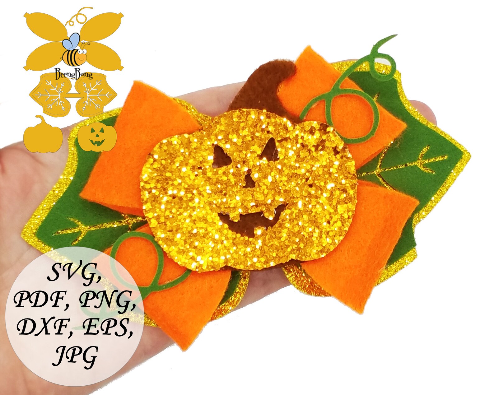 Pumpkin hair bow SVG Halloween faux leather bow SVG | Etsy
