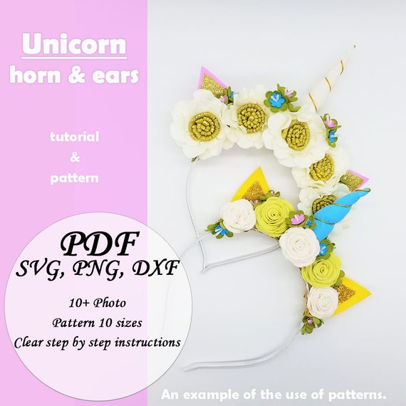 Download Unicorn Horn And Ears Svg Template Eva Foam Svg 3d Felt Etsy