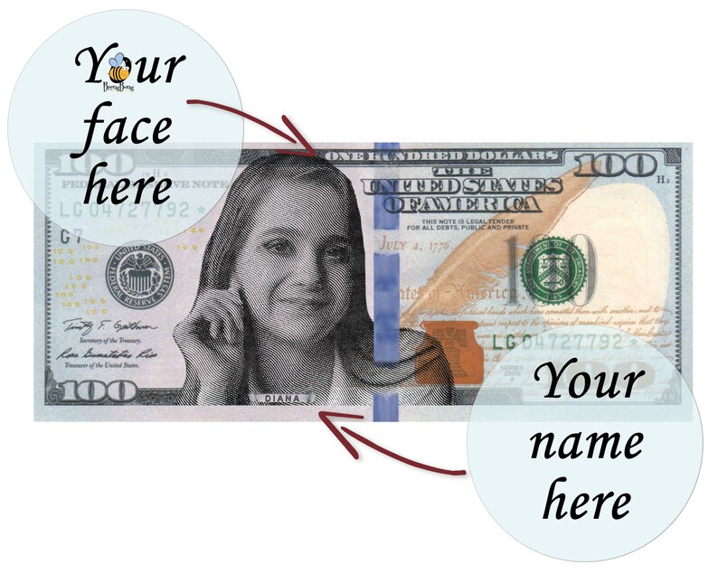 Personalized dollar digital Custom fake money new examples Etsy
