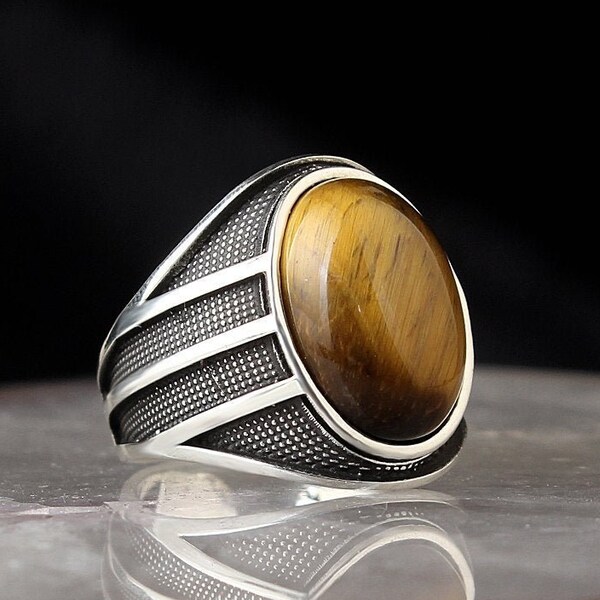 Tiger Eye Ring Men - Etsy