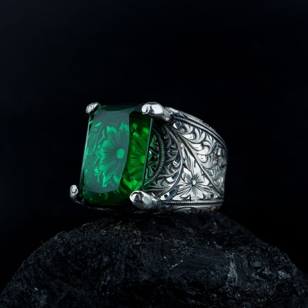 Mens Emerald Ring Etsy