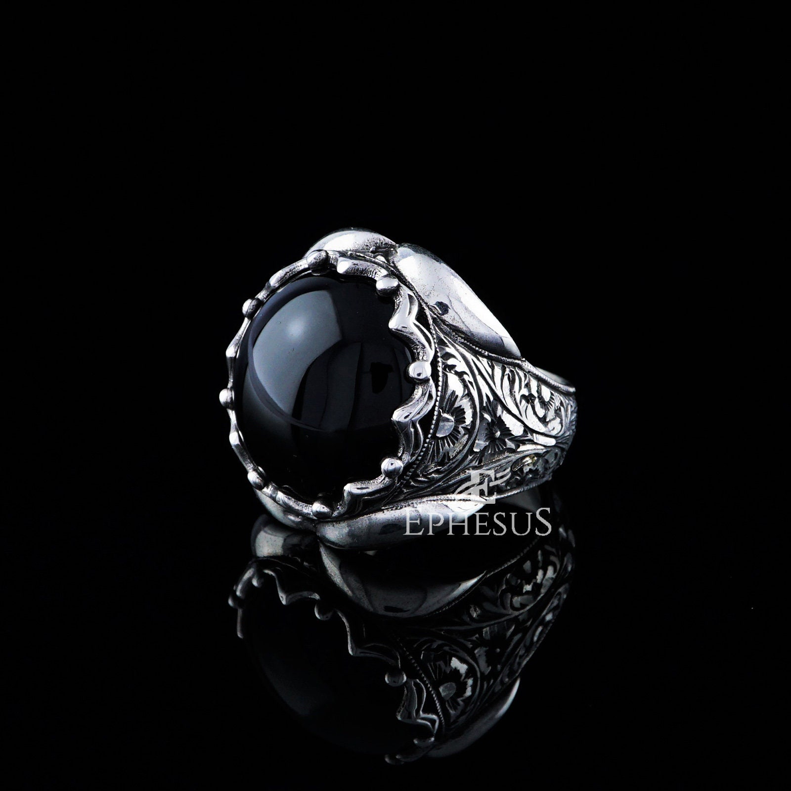 Black Onyx Ring Mens 925 Silver Rings Black Stone Silver - Etsy