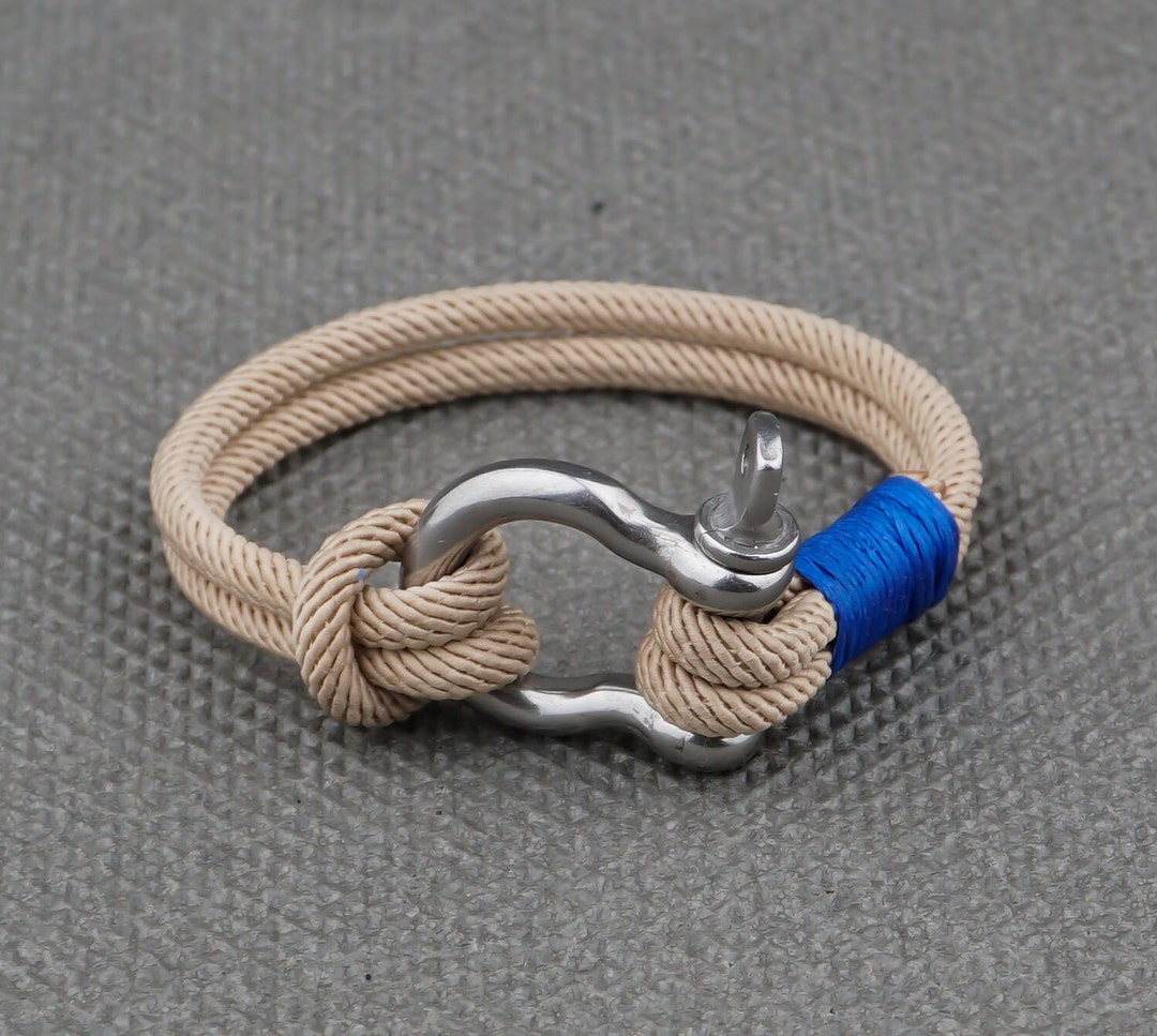 Mens Nautical Bracelet Handcrafted Sailing Bracelet Anchor Shackle