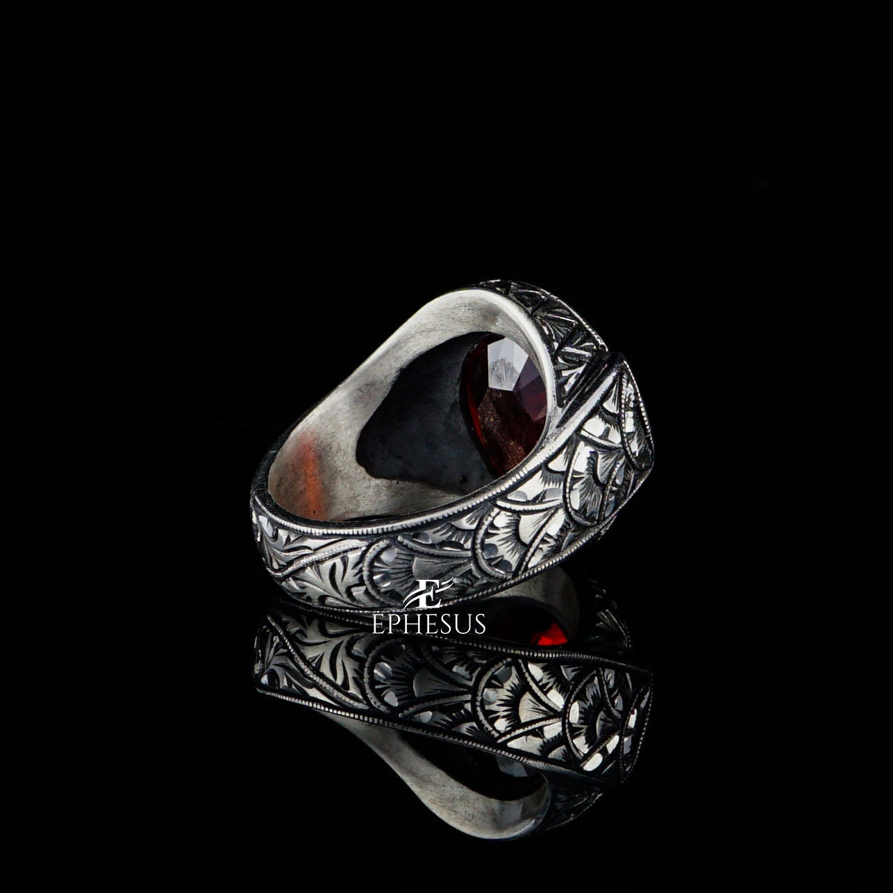 Mens Red Stone Ring Ring Sterling Silver Etsy UK