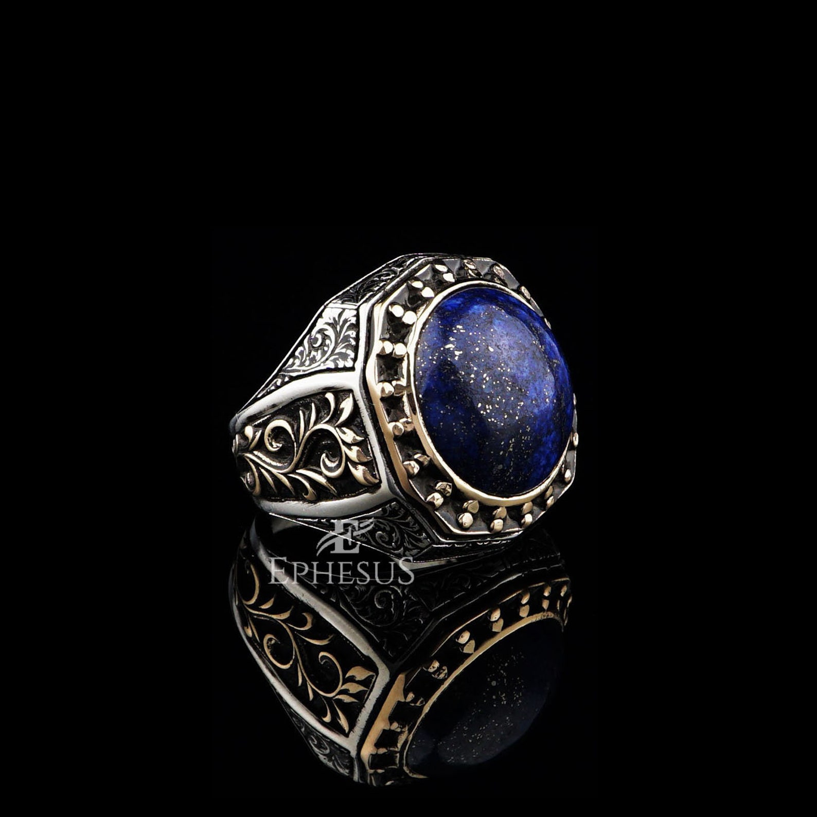 Lapis Lazuli Men's Ring 925 Sterling Silver Turkish | Etsy