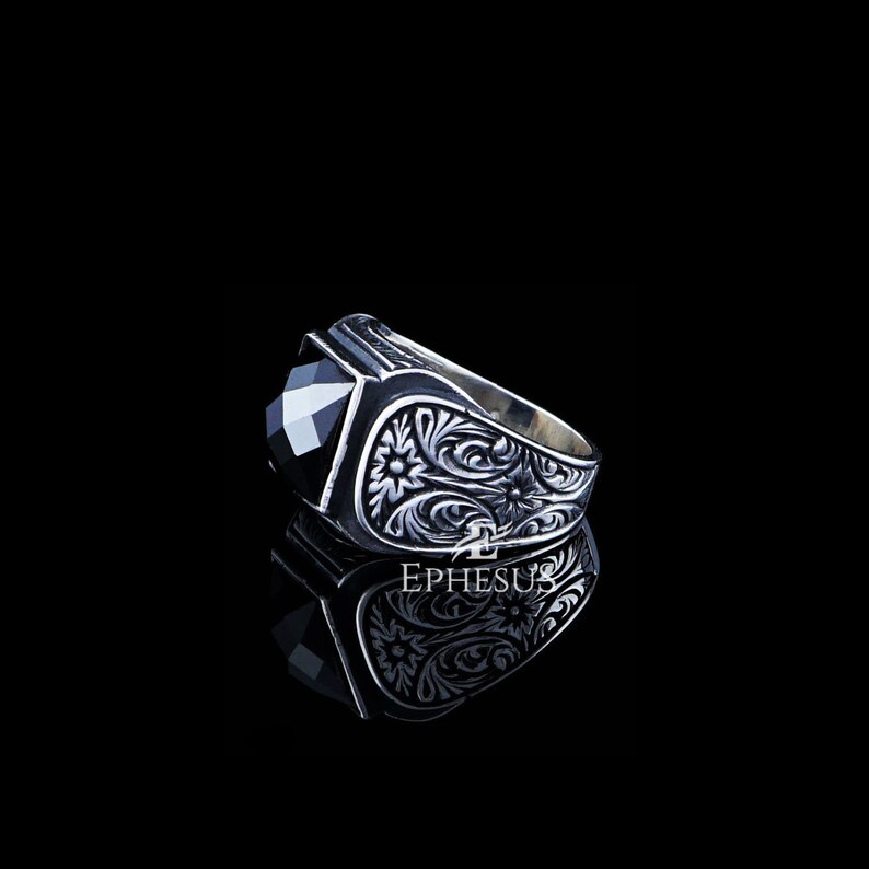 Mens Pinky Ring 925 Sterling Silver Onyx Ring Handmade Ring Etsy
