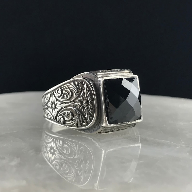 Mens Pinky Ring 925 Sterling Silver Onyx Ring Handmade Ring | Etsy