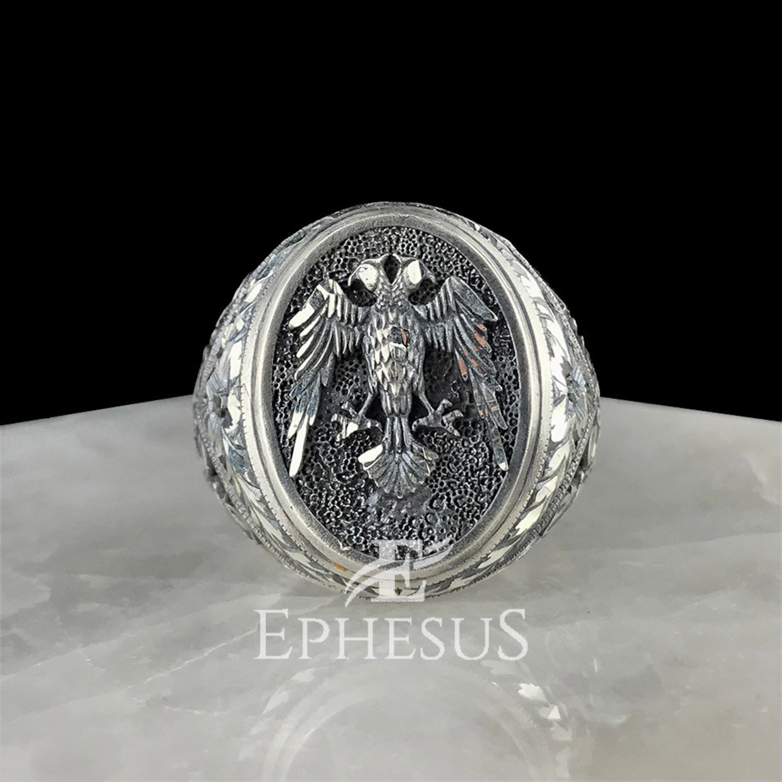 Double Headed Eagle Ring Sterling Silver Eagle Ring Two Etsy