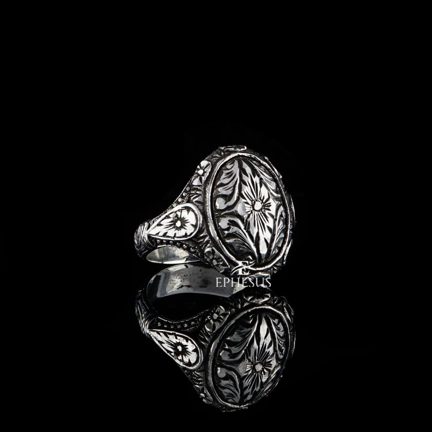 Oval Silver Ring Hand Engraved Silver Ring Solid Sterling - Etsy UK