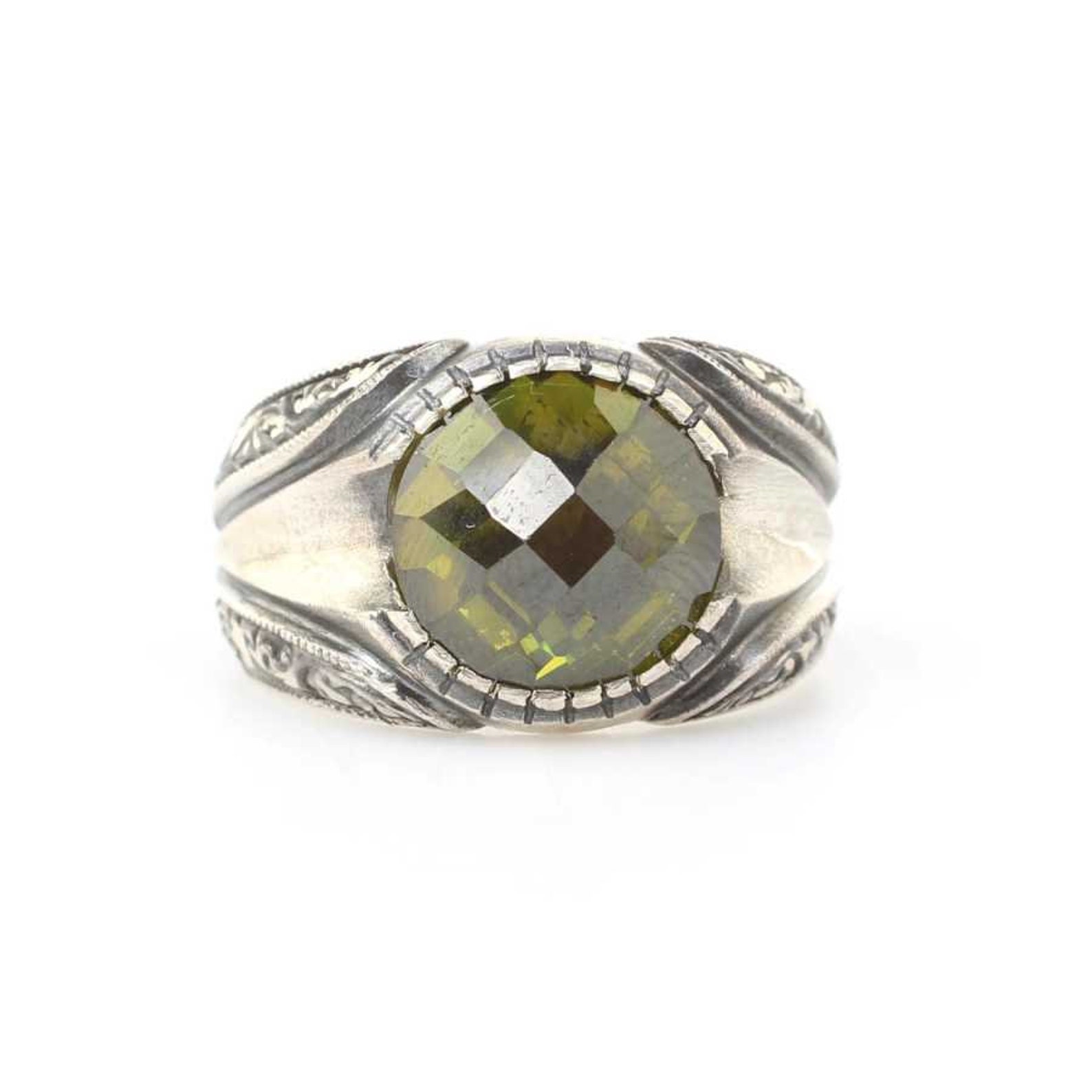 Mens Emerald Green Ring Vintage Style Ring Sterling Silver Etsy