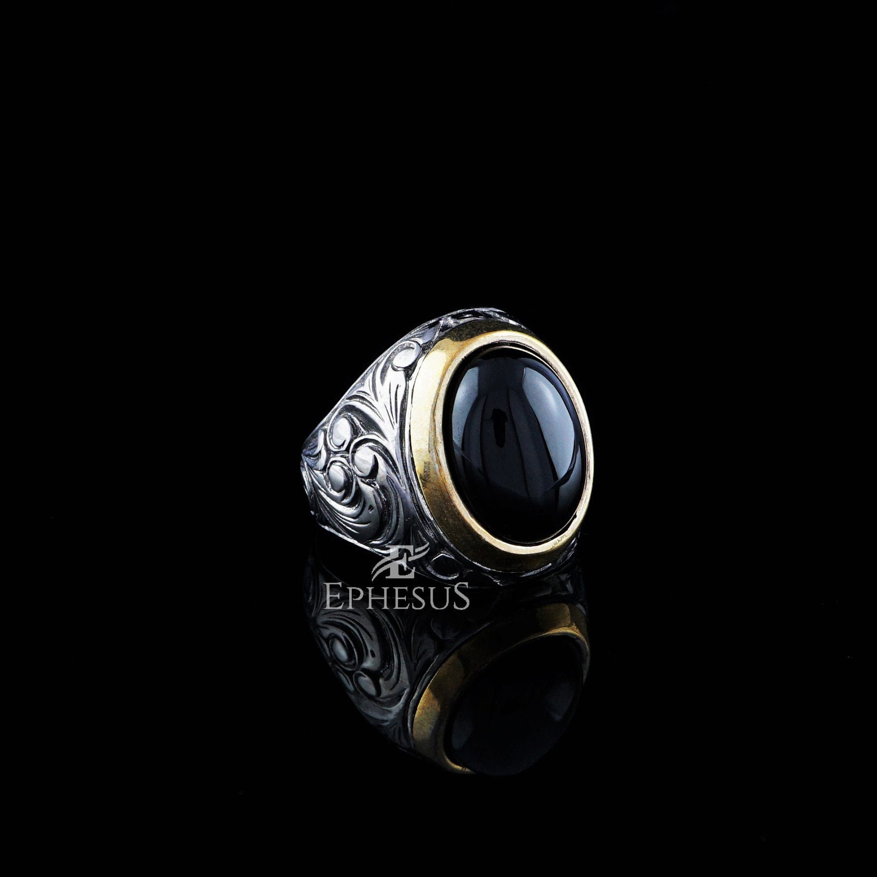 Black Onyx Stone Ring Handmade Sterling Silver Ring Turkish - Etsy