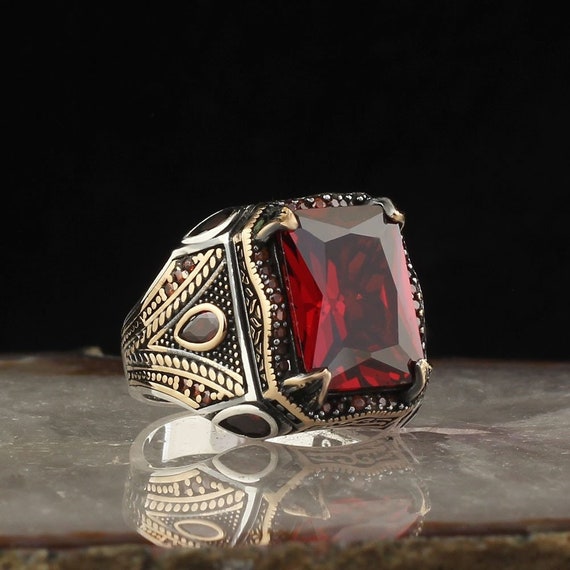 Mens Statement Ring Multistone Ring for Men Gemstone Etsy