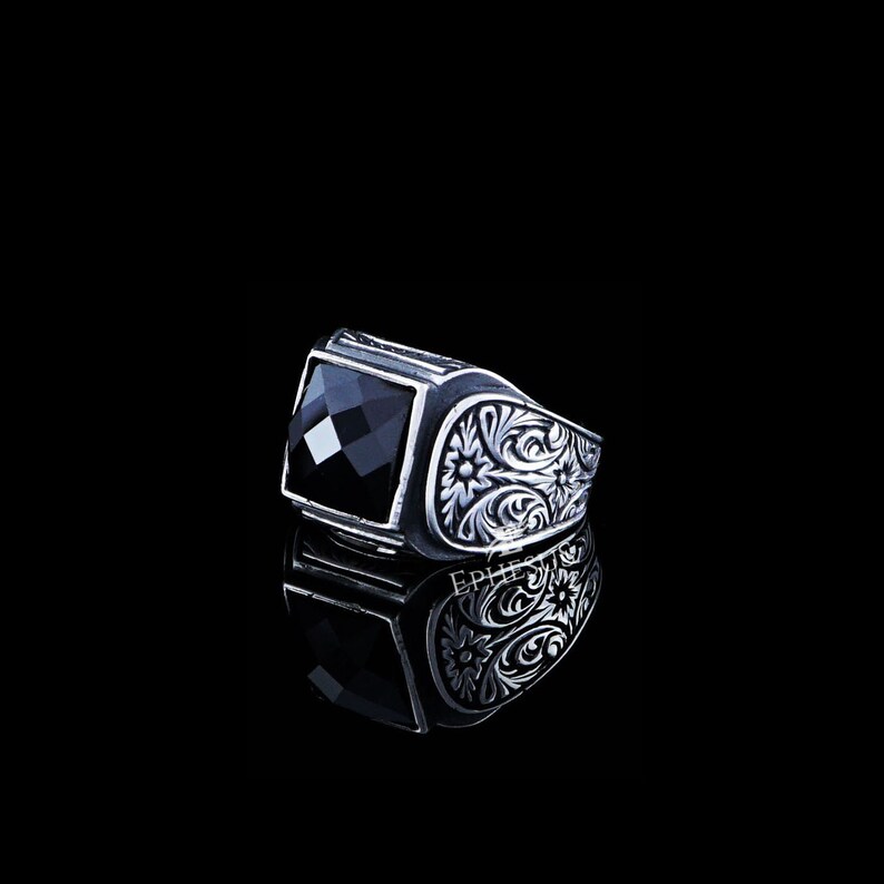 Mens Pinky Ring 925 Sterling Silver Onyx Ring Handmade Ring - Etsy