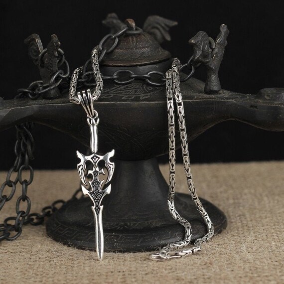 Sword Necklace Silver Mid Century Necklace Medieval Sword Etsy