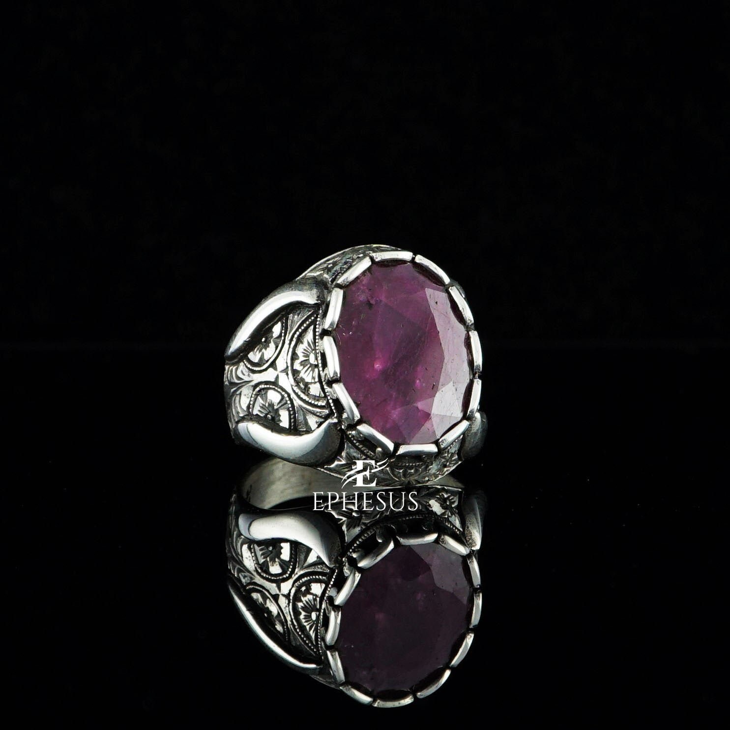 Ruby Stone Ring Sterling Silver Ruby 