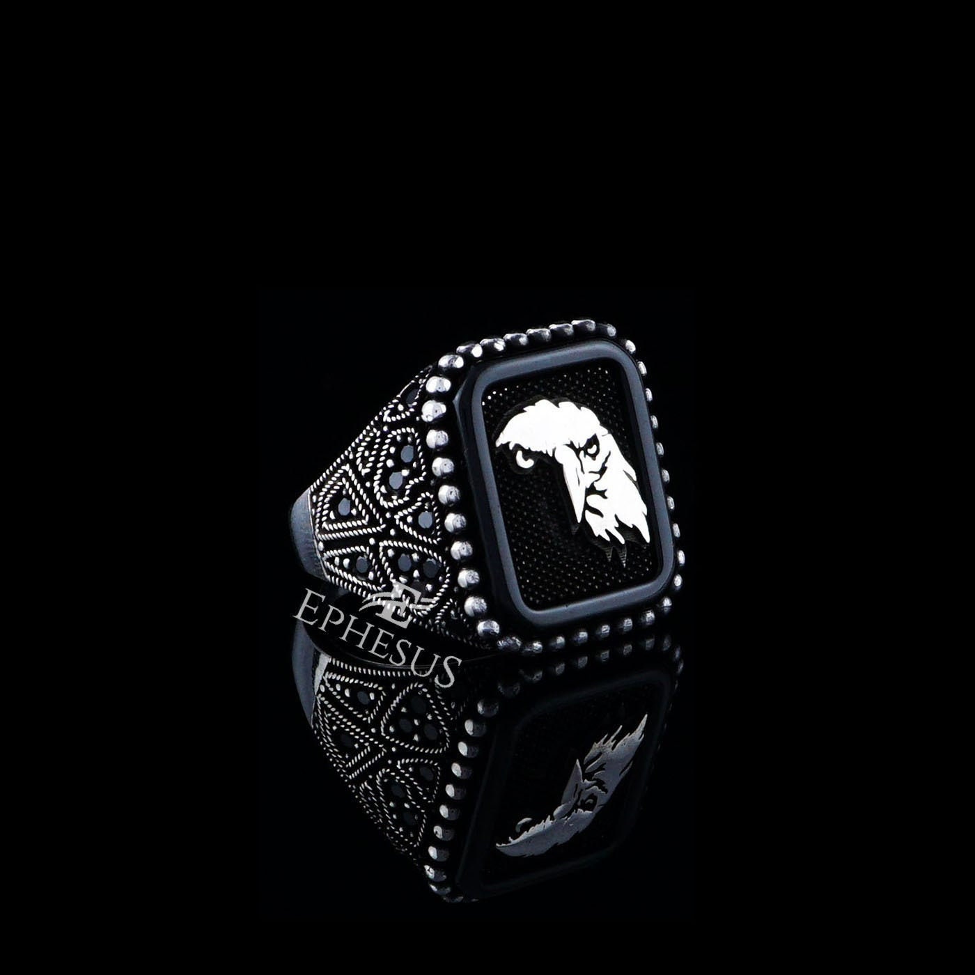 Eagle Ring for Men Silver and Black Ring Masculine Eagle - Etsy