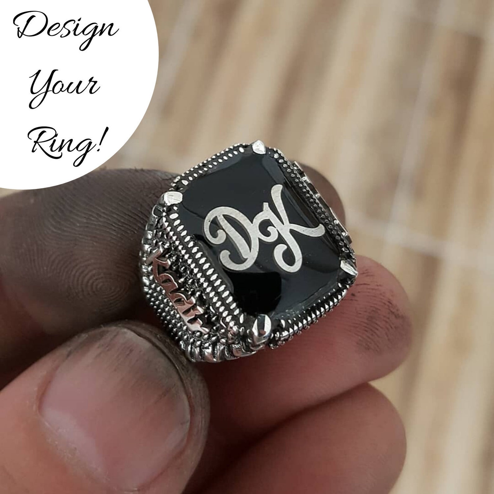 Men's Ring 925 Sterling Silver Custom Name Ring Handmade Etsy