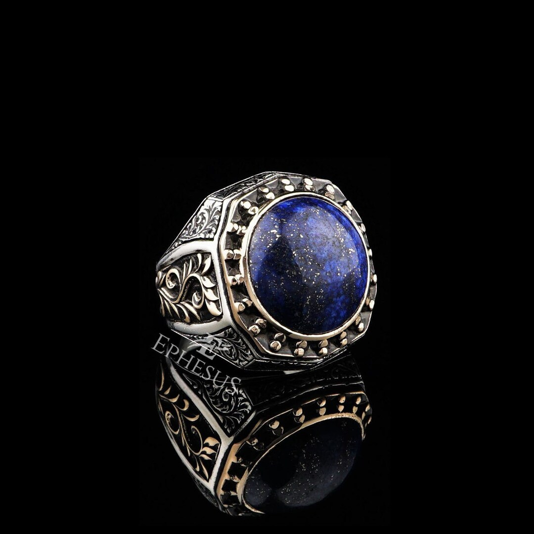 Lapis Lazuli Men's Ring 925 Sterling Silver Turkish - Etsy