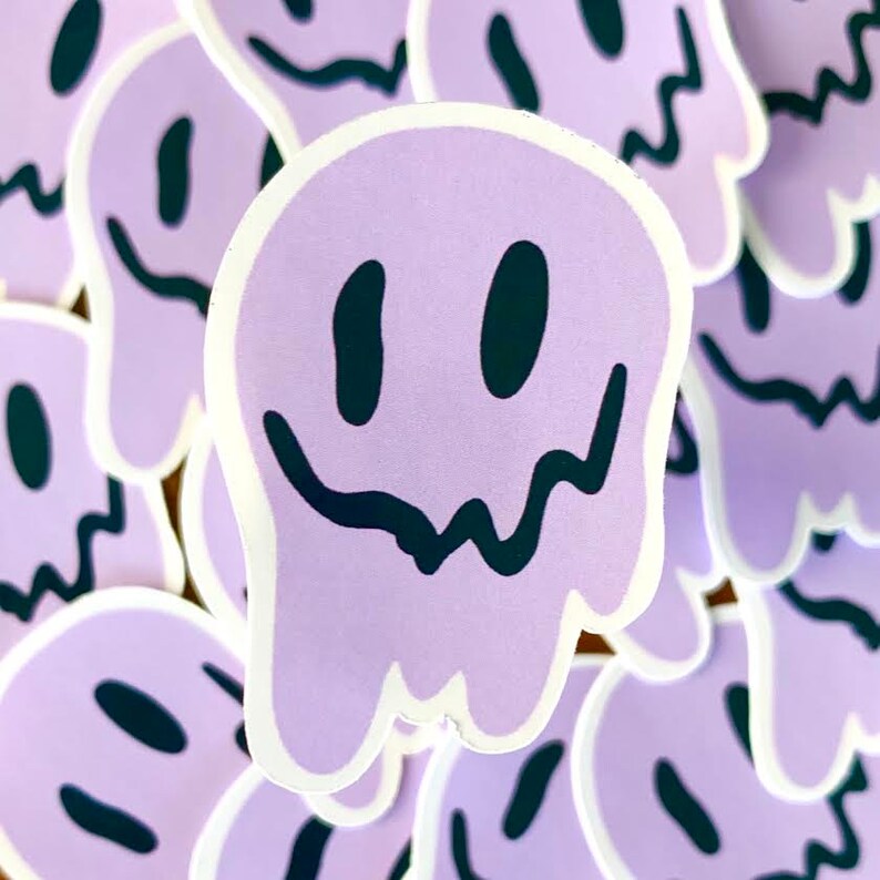 pastel melting smiley face glossy sticker pack etsy