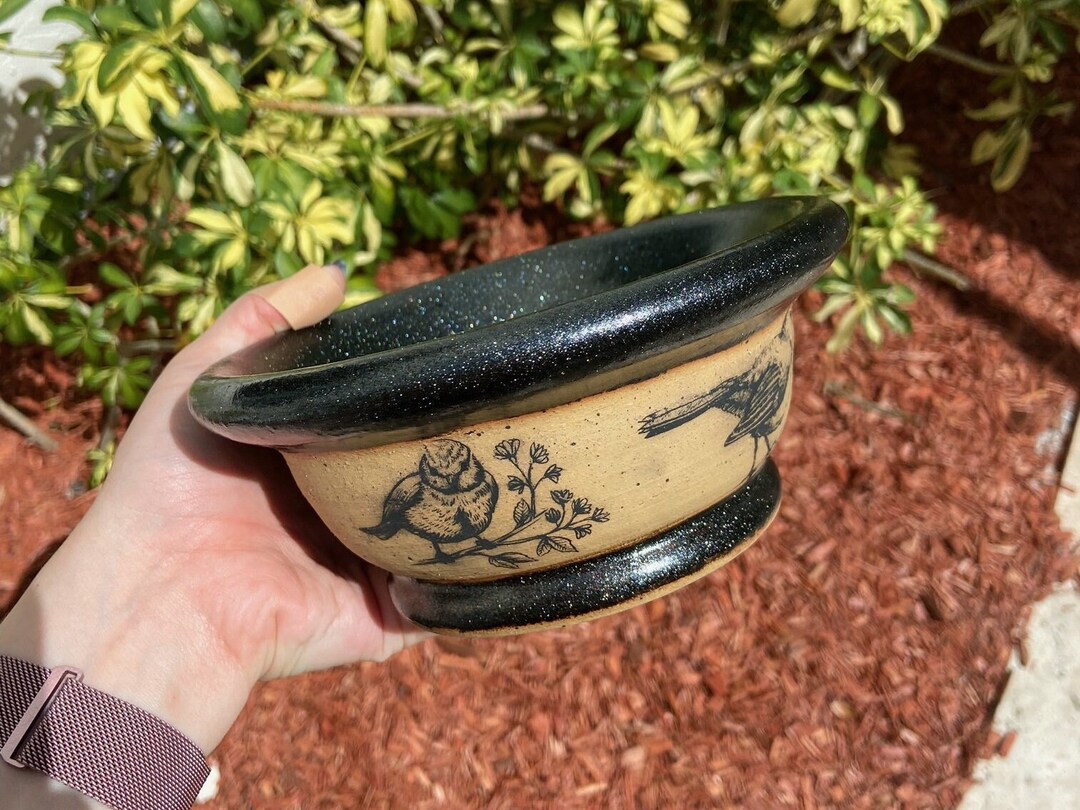 Sparkly Ceramic Bird Bowl Etsy